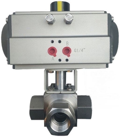 Q614F Q615F氣動內螺紋三通球閥（L型切換用、T型分流合流用）